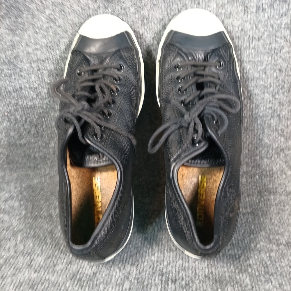 Converse Jack Purcell Sneakers Men Size 8.5 Black Leather Low Top 147574C - Picture 6 of 8